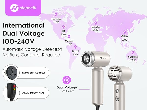 slopehill travel dual voltage hair dryer