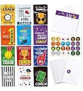 TICIAGA Coach Greeting Cards Set - 24 Sport Theme Thank You Cards with Envelopes & Stickers, Appr...