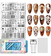 PH PandaHall 4pcs Boho Element Nail Stamping Templates Western Cowboy Nail Art Templates Cowboy B...