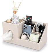 Sumnacon Square Linen Tissue Box Cover - Decorative Cube Tissue Cover with Side and Top Organizer...