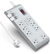 BESTEK 8-Outlet 6 Ft Extension Cord Power Strip with USB 15A 1875W Surge Protector with 5V 4.2A 4...