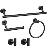 Bathroom Accessory Towel Bar Set: 5 Pieces Matte Black Bathroom Hardware - SUS304 Stainless Steel...