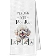 ChissNook Poodle Mahjong Kitchen Towels, Poodle Dog Lovers Gifts for Women & Men, Mahjong Mah Jon...
