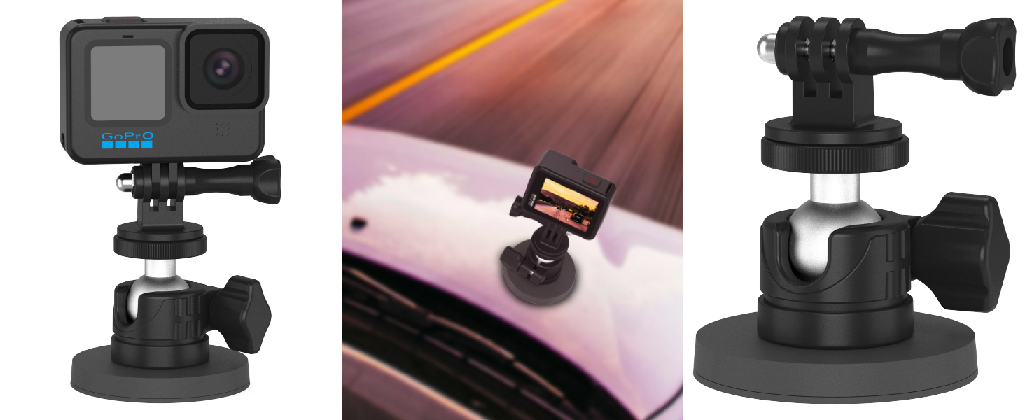 Magnetic Camera Mounting Base Mini Ball Head Super Strong Rubber Coating Magnet 1/4’’-20 Thread Stud