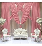 FUHSY Dusty Rose Backdrop Curtains 10FTx10FT 2 Panels Chiffon Fabric Backdrop Drapes Sheer Curtai...
