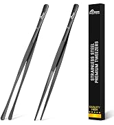 Hotec Kitchen Tweezers Stainless Steel Fine Kitchen Tongs for Cooking, 12-Inch Extra-Long Cooking...