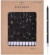 PHD CAKE 24-Count Black Gold Long Thin Birthday Candles, Cake Candles, Birthday Parties, Wedding ...