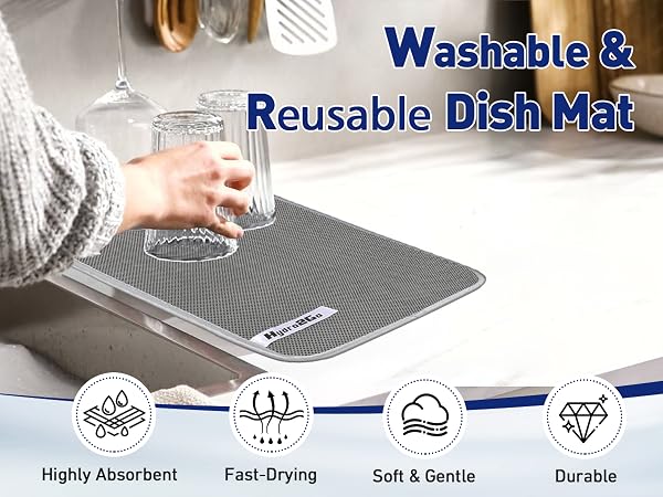 washable reusable dish mat