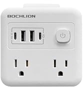 Bochlion Multi Plug Outlet Extender with USB - Surge Protector Splitter 4 USB Wall Charger - Mult...