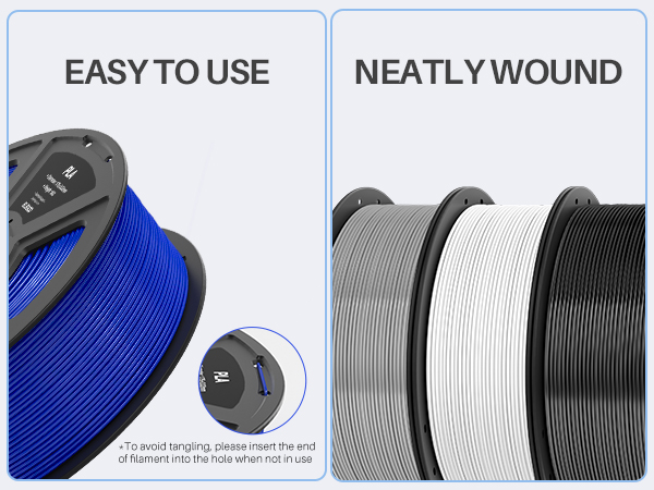 neatly wound spool, no clogging