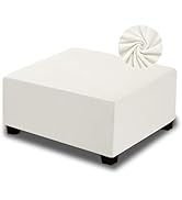 NeColorLife Velvet Square Ottoman Cover,Stretchable Footrest Stool Slipcover with Elastic Band fo...