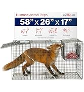 Heavy Duty Catch Release Large Live Humane Animal Cage Trap (58 x 26 x 17)