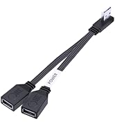 LANMINGLEL Short 90 Degree PD 65W USB 2.0 Fast Charge Cord Flat USB 2.0 Male to 2 Female Cable Do...