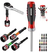 Geinxurn 19 Pieces Ratcheting Screwdriver Set, Mini Rachet Wrench, Rachet Screwdriver Handle and ...