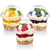 TOFLEN 50 Pack 8 oz Plastic Dessert Cups with Dome Lids, Clear Disposable Yogurt Parfait Cups wit...