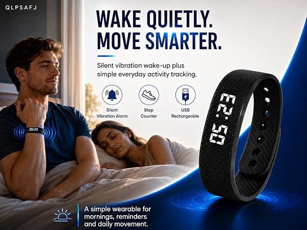 Vibrating Alarm Clock for Heavy Sleepers Fit Wristband Smart Watch Bracelet Mens