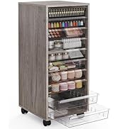 WOPITUES Plastic Storage Drawer Cart, Makeup Organizer and Storage with 10 Large Clear Drawers, U...