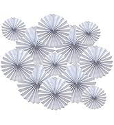 Bestage 12 Pcs Decoration Hanging Party White Paper Fans Set for Birthday Wedding Graduation Even...