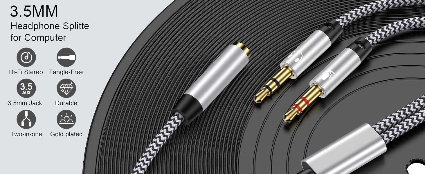 audio splitter headphone splitter aux splitter 1 in 2 out splitter headphone jack trs to adapter