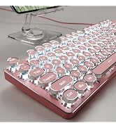SEUNKWANG Typewriter Style Mechanical Gaming Keyboard with White Backlit, Wired Retro Punk Comput...