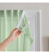 Sovtfides Sheer Curtains Self Adhesive & Rod Pocket Curtains Two in One No-Drilling 2 Panels Set ...