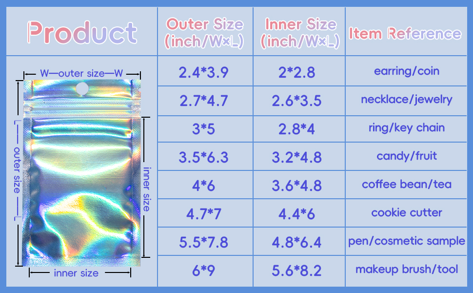 resealable holographic bags