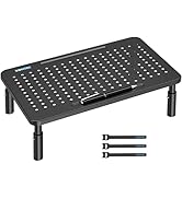 BONTEC 2 Pack 3 Height Adjustable Monitor Stand Riser with Pen Holder, Ergonomic Metal Laptop Sta...