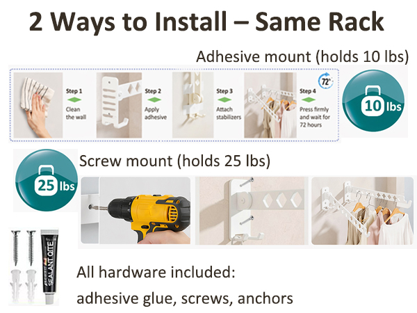 Laundry Drying Rack Wall Mounted Foldable