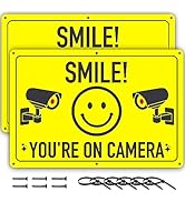 ASSURED SIGNS Smile You're On Camera Sign - 11.75 X 8 Inch - 2 Pack - Ideal Aluminum Video Survei...