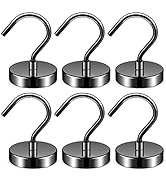 Junarter 6 Pack Magnetic Hooks 60LBS Heavy Duty Magnetic Hooks, Neodymium Magnet Hooks for Hangin...