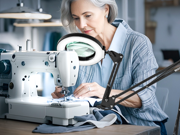 Sewing table magnifying glass with light hands free magnifying glass with light
