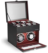 Vlando Automatic Double Watch Winder with 8 Watch Slot - Watch Box with Glass Lid, Japanese Quiet...