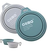 OHMO Collapsible Dog Bowl(2 Pack, 12oz/400ml, LightBlue&Ash) Premium Silicone Pet Water Bowls for...