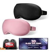 Weighted Sleep Mask 2 Pack - 3D Contoured Eye Masks for Sleep, Best Blackout Sleep Masks for Wome...