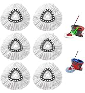 6Pcs Spin Mop Replacement Heads, White Large 360° Easy Wring Spin Mop Head 100% Microfiber Refill...