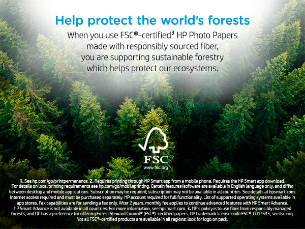 fsc certified hp photo papers sustainable printing protect ecosystem