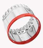 COOKIEQUE 4-Pieces Fluted Round Cookie Cutters, Metal Circle Biscuit Cutters Set, Wave Cookies Cu...
