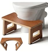Foldable Toilet Stool, 7 Inch Poop Stool for Bathroom, Bamboo Toilet Stool Squat Adult, Collapsib...