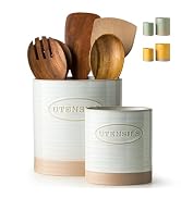 YHOSSEUN Utensil Holder Set of 2, Ceramic Utensil Holder for Kitchen Counter, 6.7