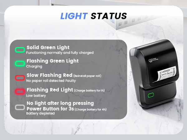 How to identify the label maker indicator lights
