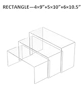 Sezanrpt Clear Display Risers Shelf 3pcs, Countertop Rectangular Acrylic Display Storage Organize...