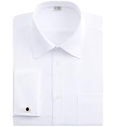 J.Ver Men's French Cuff Dress Shirts Regular Fit Long Sleeve Spead Collar Metal Cufflink