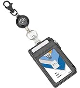 Wisdompro Badge Holder with Zipper, PU Leather ID Badge Holder with 1 Clear ID Window, 4 Card Slo...