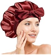 Doitory Silk Bonnet for Sleeping Women, Adjustable Soft Satin Lined Bonnet with Tie Band, Double ...