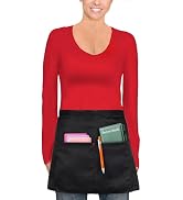 Xeoxarel Waist Aprons with 3 Pockets and Two Side Slits, Unisex Waitress Waiter Server Apron