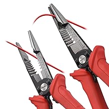 wire stripping stripper cutting cutter gripping crimping needle nose plier electrician insulated non