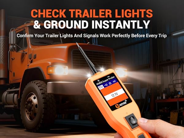 Circuit tester checking trailer lights and ground circuits for fast, reliable signal verification.