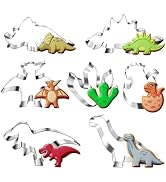 CUTENJOY New Dinosaur Cookie Cutter Set - 7 Piece Stainless Steel Fun Dino Cookie Cutter for Kitc...