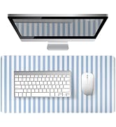 Blue Striped Desk Mat XXL Large Mouse Pad Cute Desk Pad Kawaii Aesthetic Keyboard Laptop Computer...