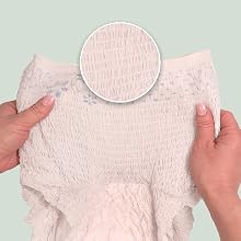 Depend postpartum underwear for bladder leaks is made with cotton-like fabric